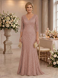 Lace Long Sleeves Mermaid Floor Length Mother of the Bride/Groom Dresses