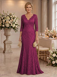 Lace Long Sleeves Mermaid Floor Length Mother of the Bride/Groom Dresses