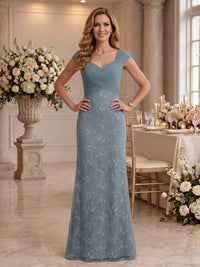 Lace V Neck Mermaid Floor Length Mother of the Bride/Groom Dresses