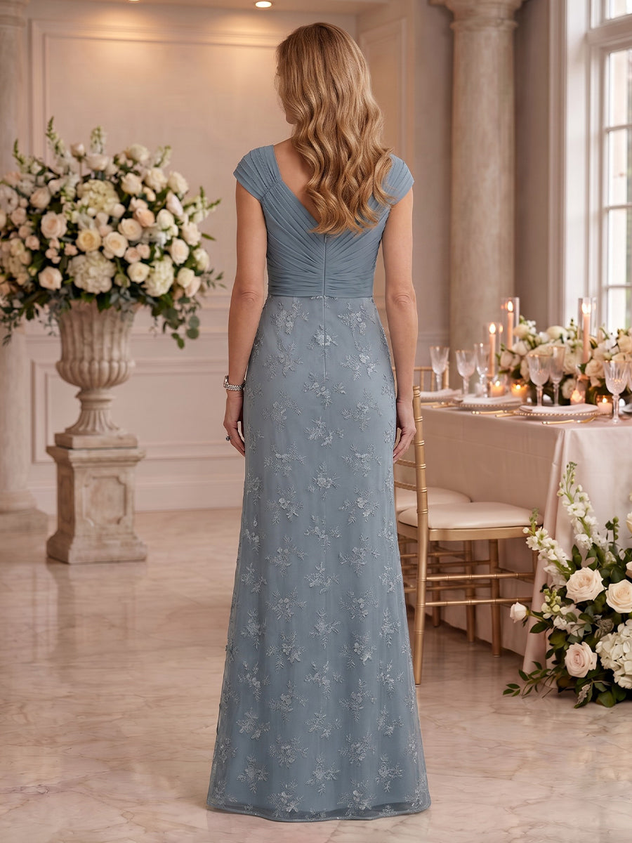 Lace V Neck Mermaid Floor Length Mother of the Bride/Groom Dresses