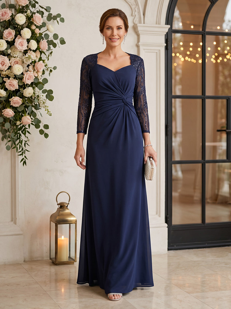 Chiffon V Neck A Line Floor Length Lace Appliques Mother of the Bride/Groom Dresses