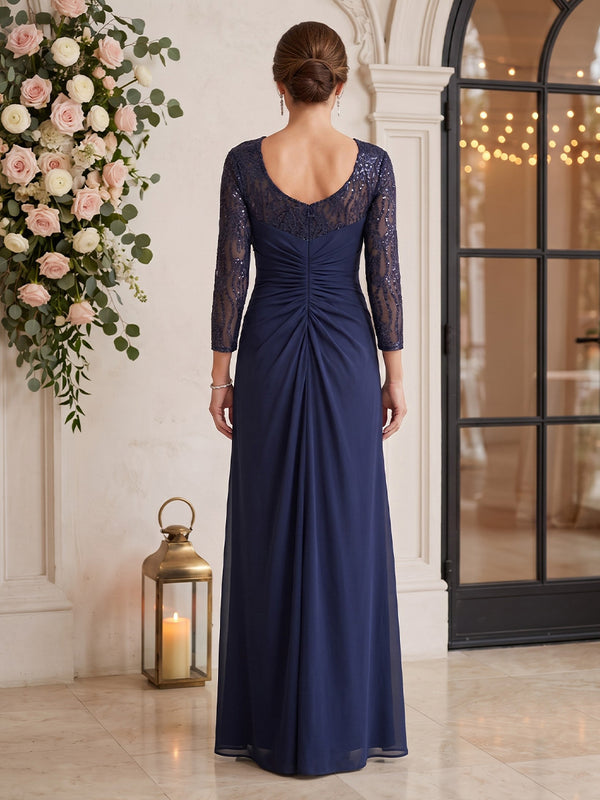 Chiffon V Neck A Line Floor Length Lace Appliques Mother of the Bride/Groom Dresses