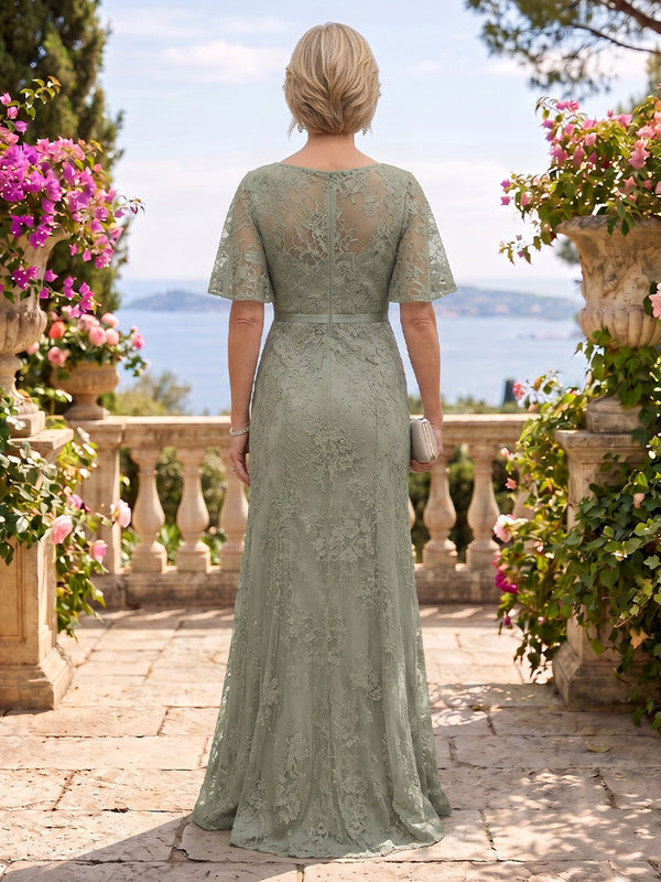 Jewel A Line Short Sleeves Floor Length Mother of the Bride/Groom Dresses