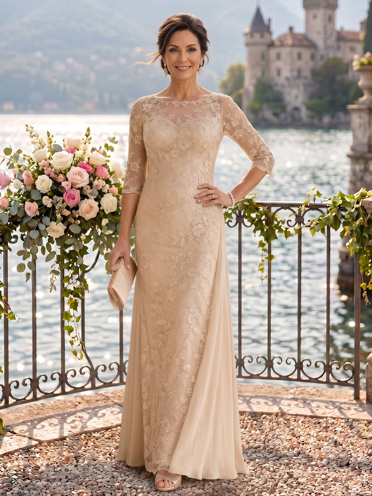 Jewel Lace Mermaid Floor Length Mother of the Bride/Groom Dresses