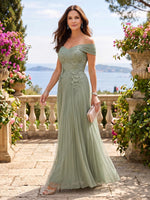 Chiffon Off the Shoulder A Line Floor Length Mother of the Bride/Groom Dresses
