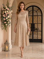 Jewel Lace Mother of the Bride/Groom Dresses Tea Length