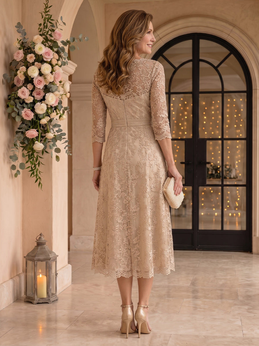 Jewel Lace Mother of the Bride/Groom Dresses Tea Length
