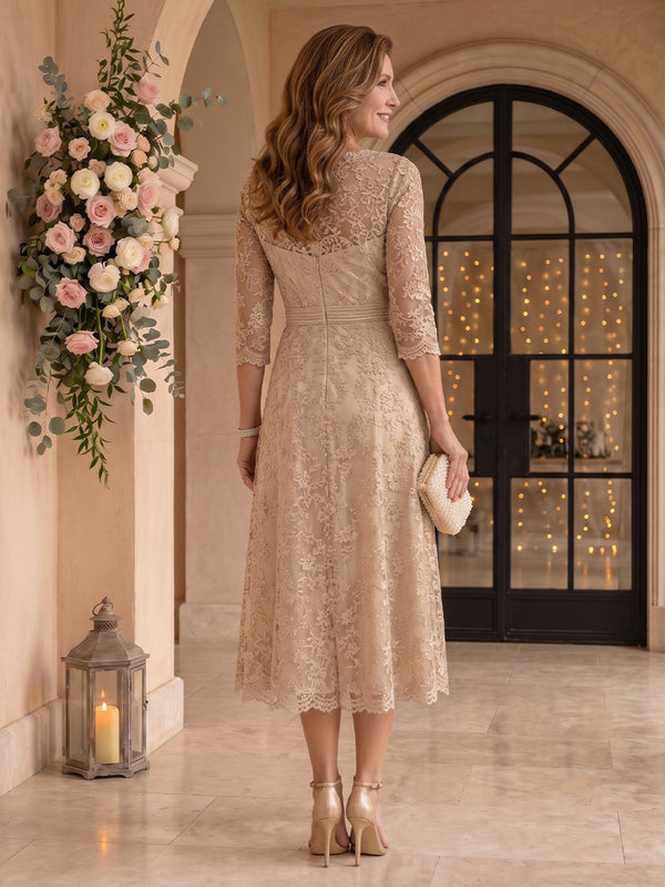 Jewel Lace Mother of the Bride/Groom Dresses Tea Length
