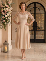 Jewel Chiffon Mother of the Bride/Groom Dresses Tea Length