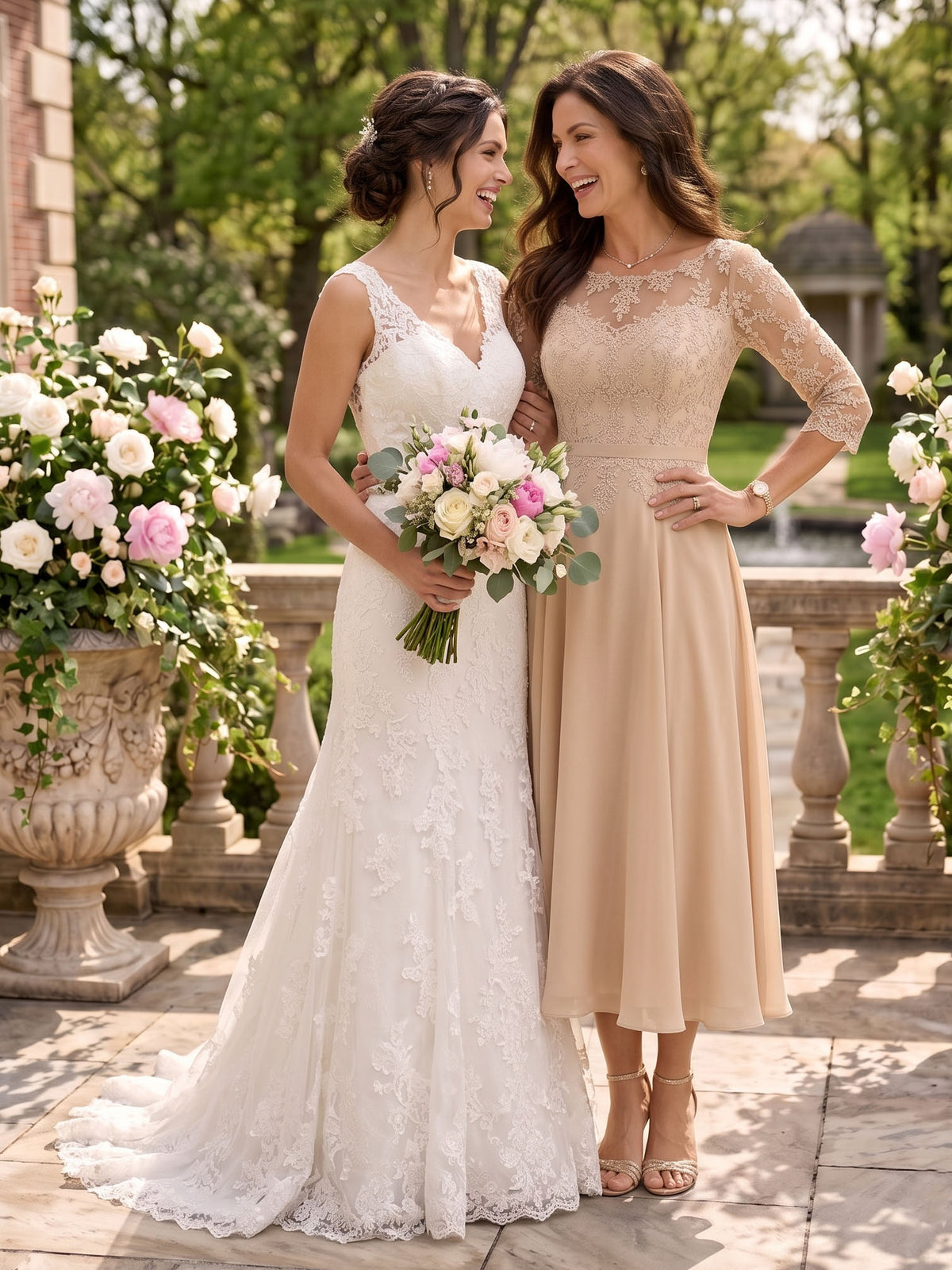 Jewel Chiffon Mother of the Bride/Groom Dresses Tea Length