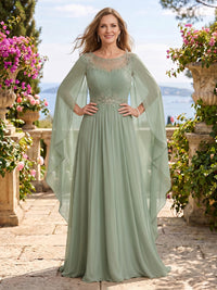 Jewel Lace A Line Chiffon Floor Length Mother of the Bride/Groom Dresses