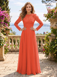 Jewel Lace A Line 3D Flower Floor Length Mother of the Bride/Groom Dresses