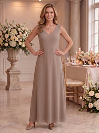 V Neck Long Sleeves 2 Pieces Lace A Line Mother of the Bride/Groom Dresses