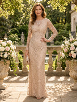 Tulle Jewel Mermaid Floor Length Lace Mother of the Bride/Groom Dresses