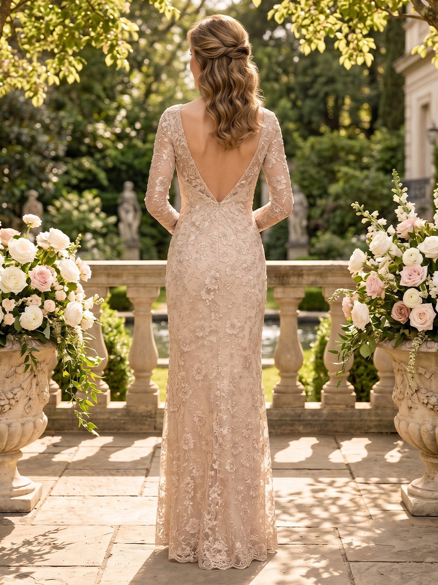 Tulle Jewel Mermaid Floor Length Lace Mother of the Bride/Groom Dresses