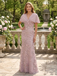 Tulle V Neck Mermaid Floor Length Lace Mother of the Bride/Groom Dresses