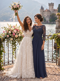 Jewel A Line Chiffon Floor Length Mother of the Bride/Groom Dresses with Sleeves