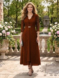 2 Pieces V Neck 3/4 Sleeves Mother of the Bride Dresses with Jacket