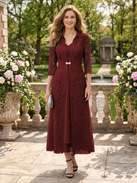 2 Pieces V Neck 3/4 Sleeves Mother of the Bride Dresses with Jacket