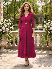 2 Pieces V Neck 3/4 Sleeves Mother of the Bride Dresses with Jacket