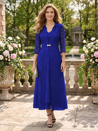 2 Pieces V Neck 3/4 Sleeves Mother of the Bride Dresses with Jacket