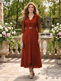 2 Pieces V Neck 3/4 Sleeves Mother of the Bride Dresses with Jacket