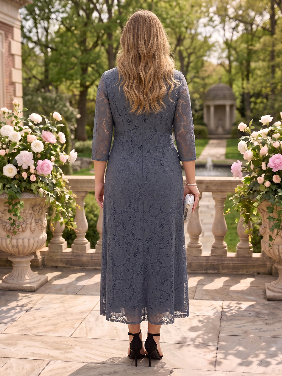 Plus Size 2 Pieces V Neck 3/4 Sleeves Mother of the Bride Dresses with Jacket