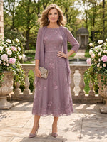 2 Pieces Jewel A Line Lace Mother of the Bride Dresses with Jacket