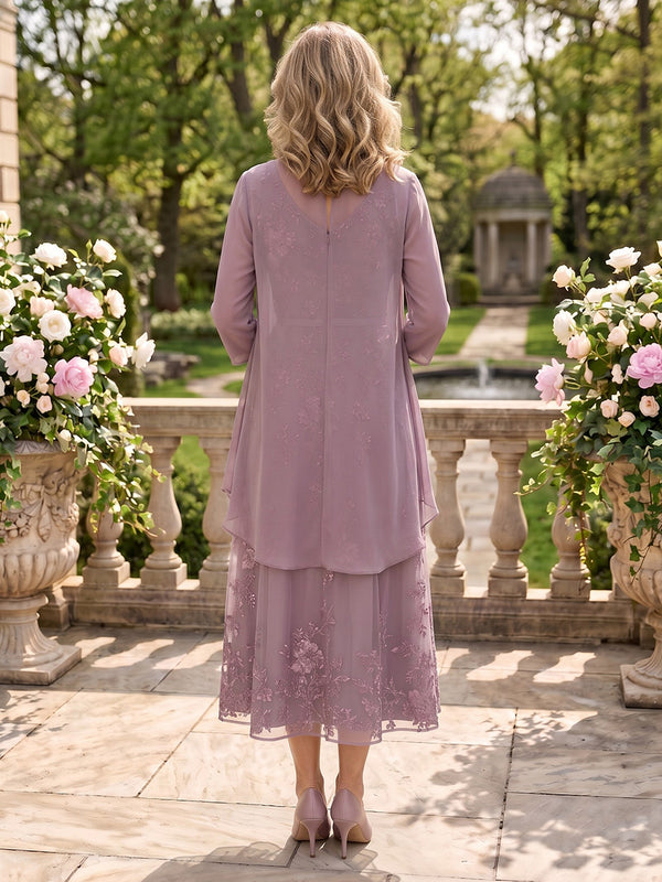 2 Pieces Jewel A Line Lace Mother of the Bride Dresses with Jacket
