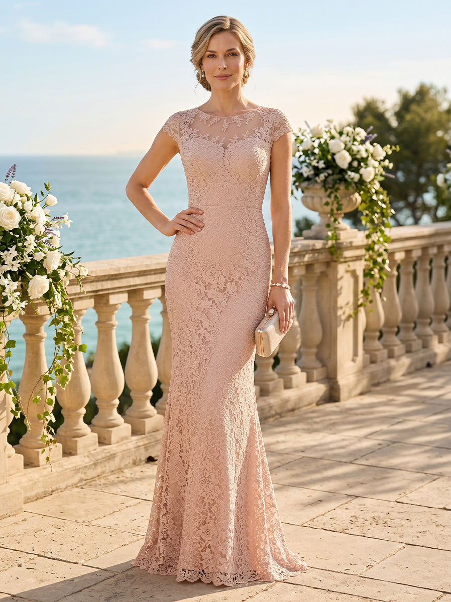 Jewel Mermaid Floor Length Lace Mother of the Bride/Groom Dresses