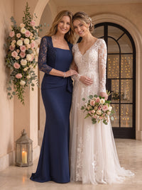 Square Neck Mermaid Floor Length Lace Mother of the Bride/Groom Dresses