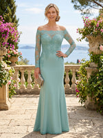 Off the Shoulder Mermaid Floor Length Lace Mother of the Bride/Groom Dresses