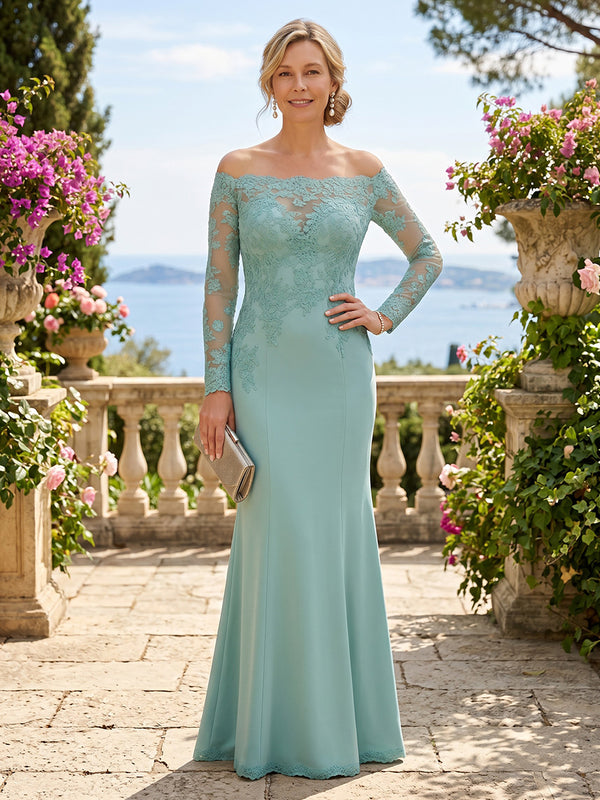 Off the Shoulder Mermaid Floor Length Lace Mother of the Bride/Groom Dresses