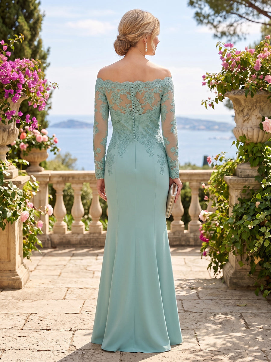 Off the Shoulder Mermaid Floor Length Lace Mother of the Bride/Groom Dresses
