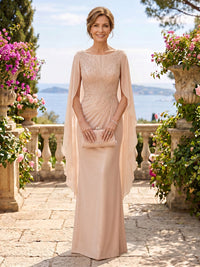 Jewel Mermaid Floor Length Long Sleeves Mother of the Bride/Groom Dresses