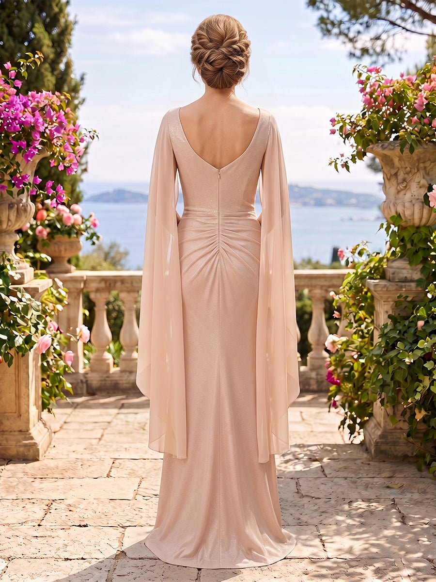 Jewel Mermaid Floor Length Long Sleeves Mother of the Bride/Groom Dresses