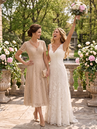 Jewel Lace A Line Mother of the Bride/Groom Dresses Tea Length