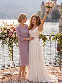 2 Pieces Jewel A Line Chiffon Mother of the Bride Dresses with Jacket