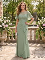 Jewel Mermaid Floor Length Lace Appliques Mother of the Bride/Groom Dresses