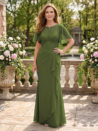 Jewel Mermaid Floor Length Lace Appliques Mother of the Bride/Groom Dresses