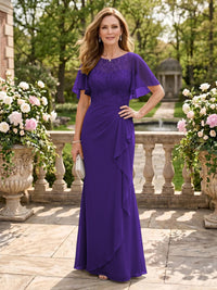 Jewel Mermaid Floor Length Lace Appliques Mother of the Bride/Groom Dresses