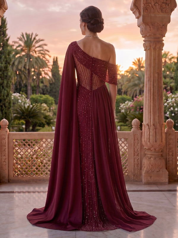One Shoulder Mermaid Beaded Mother of the Bride/Groom Dresses