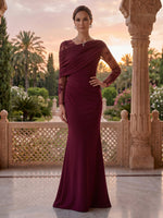 Jewel Mermaid Lace Appliques Floor Length Mother of the Bride/Groom Dresses