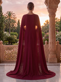 Jewel Satin Mermaid Floor Length Mother of the Bride/Groom Dresses with Cape
