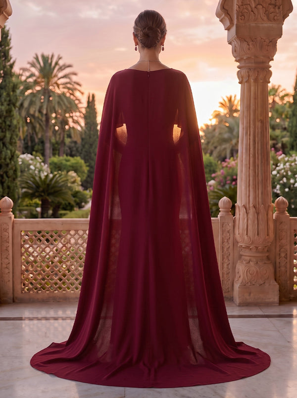 Jewel Satin Mermaid Floor Length Mother of the Bride/Groom Dresses with Cape