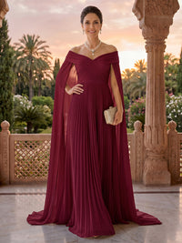 Off the Shoulder A Line Pleated Floor Length Mother of the Bride/Groom Dresses