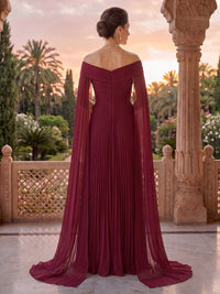 Off the Shoulder A Line Pleated Floor Length Mother of the Bride/Groom Dresses