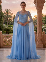 Jewel A Line Long Sleeves Floor Length Mother of the Bride/Groom Dresses