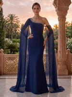 One Shoulder Mermaid Beaded Long Sleeves Mother of the Bride/Groom Dresses