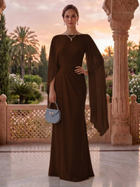 Jewel Mermaid Pleated Satin Floor Length Mother of the Bride/Groom Dresses